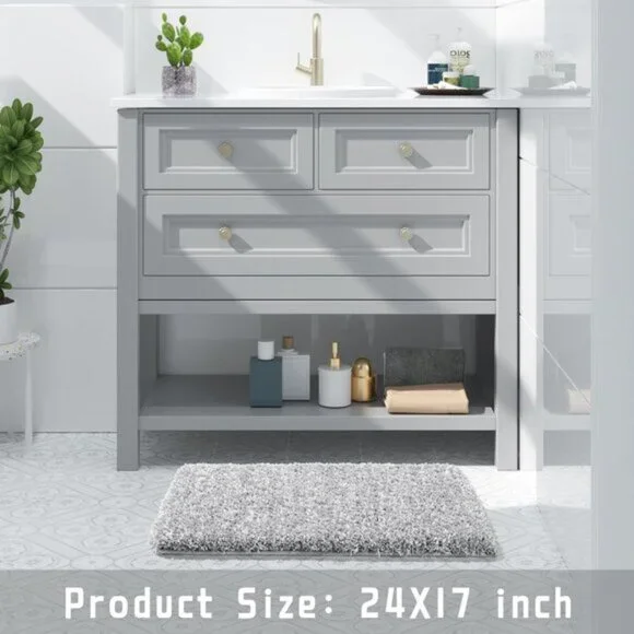 New 24x17 Bathroom Rug, Soft Plush Non-Slip Washable Mat for Shower & Sink Area - Picture 6 of 8